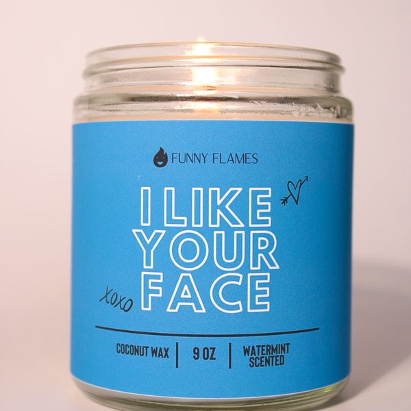 Funny Flames Candle Co - Les Creme - I Like Your Face - Funny Couple Candle Gift