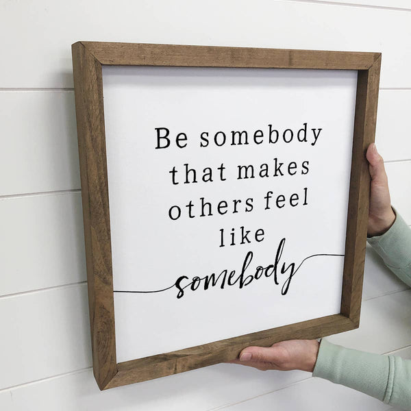 Hangout Home - Be Somebody - Simple Word Sign - Cute Somebody Word Art: 6x6" Mini Canvas Art with Wood Box Frame