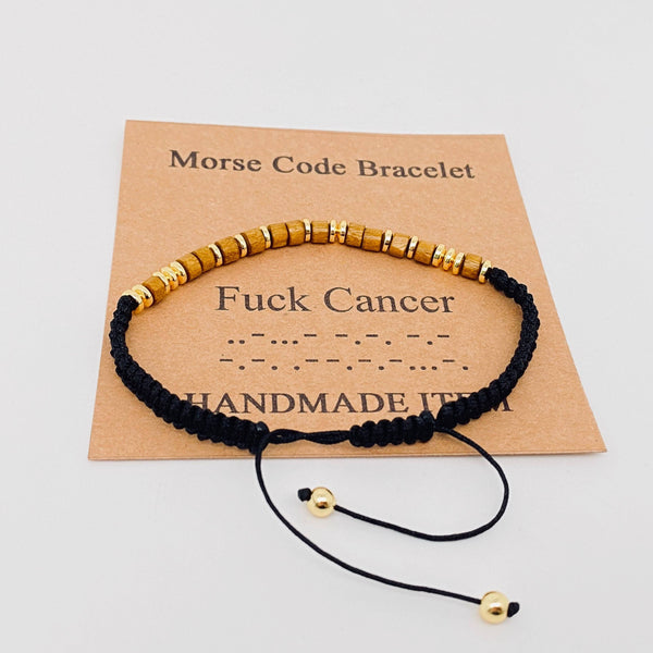Handmade Wooden Beaded Morse Code Bracelets: I Love You