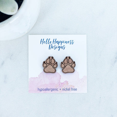 Hello Happiness Wholesale - Tiger Paw Print Studs