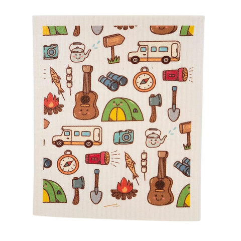 Driftless Studios - Summer RV Camping Collage Swedish Dishcloths - Sponge cloth