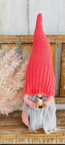 A Gnome on the Roam - Summer Ice cream gnome, bright pink upcycled sweater hat