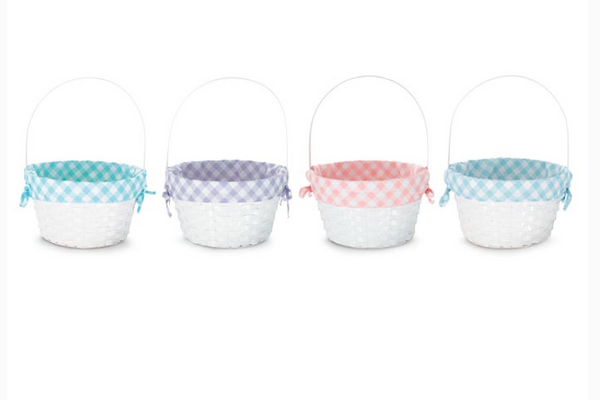 PERSONALIZED BAMBOO EASTER BASKET WITH LINER - GINGHAM
