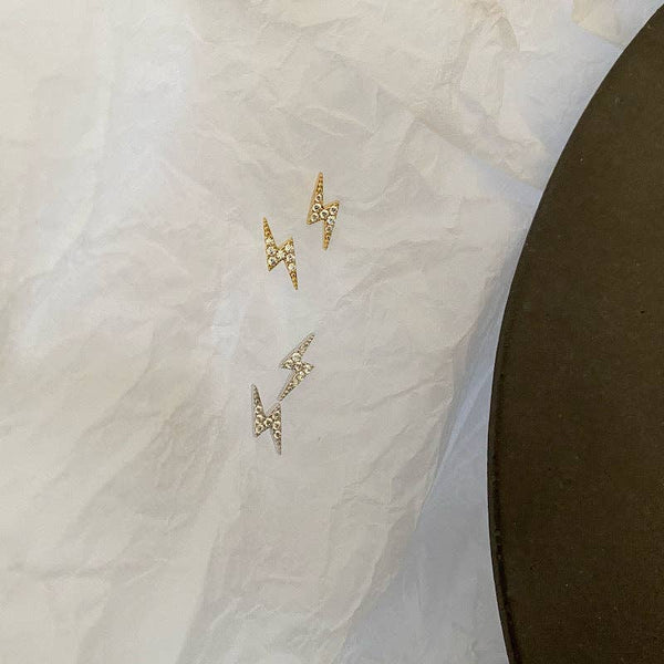 Perimade & Co. LLC - Dainty Thunderbolt Stud Earrings in 925 Sterling Silver