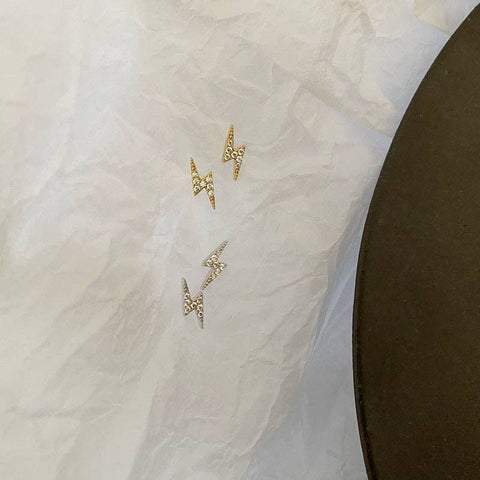 Perimade & Co. LLC - Dainty Thunderbolt Stud Earrings in 925 Sterling Silver