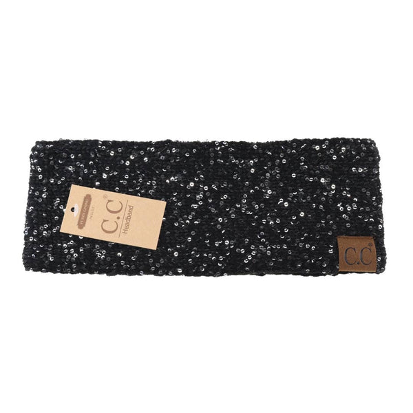 C.C Beanie - Fuzzy Lined Scatter Sequin Fashion Headband for Women