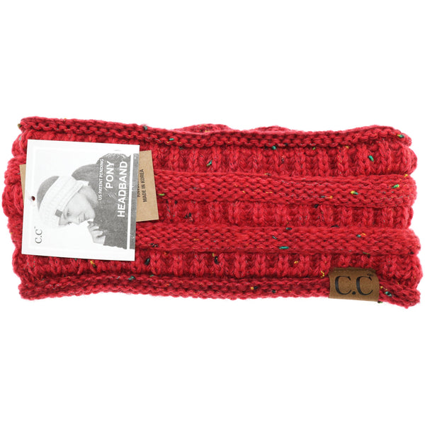 C.C Beanie - Ombre Ribbed Flecked Women's Fashion Ponytail Headband