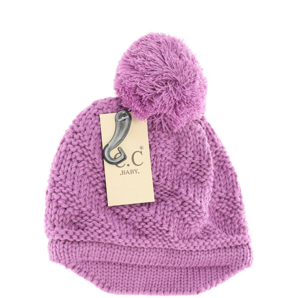 C.C Beanie - Baby Brim Beanie Hat with Pom - Newborn/Knit Hat