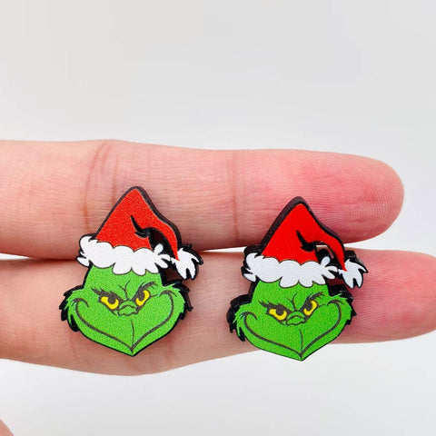 Mio Queena - Grinch with Christmas Hat Acrylic Ear Studs