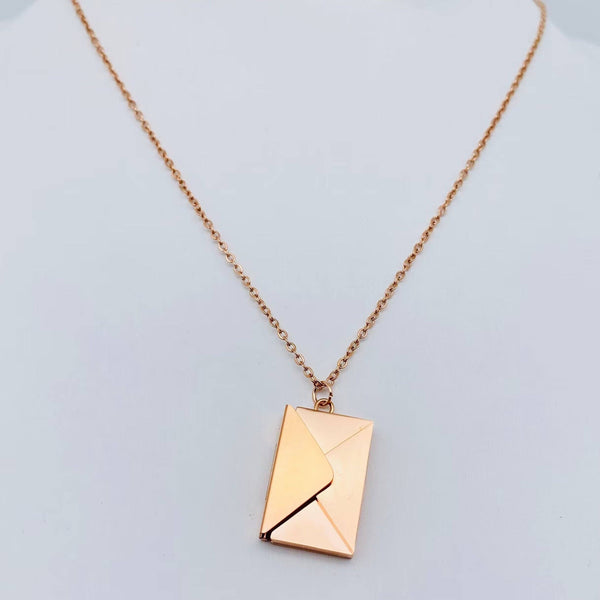 Mio Queena - "I Love You" Stainless Steel Openable Envelope Necklace- FGS
