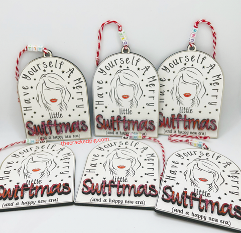 The Cracked Pig - Taylor Swift Swiftmas Hanging Ornament With Friendship Beads