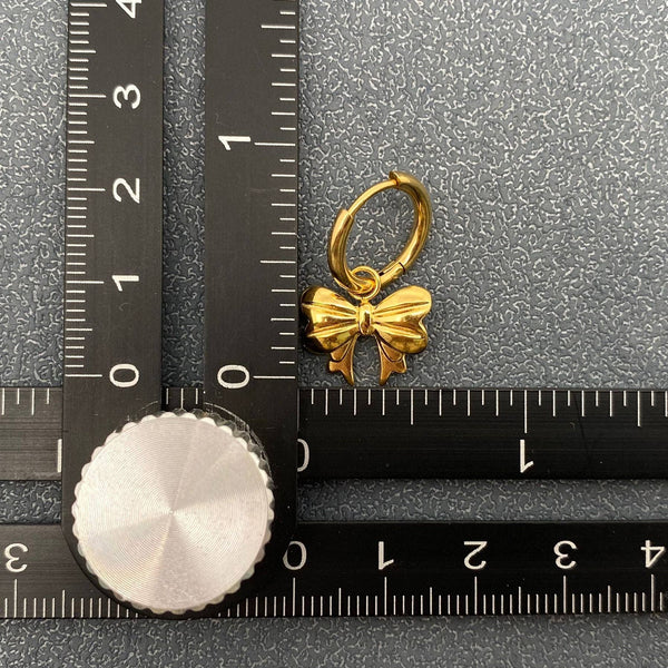 Mio Queena - FGS - 18K Gold Plated Stainless Steel Bow Huggie Earrings