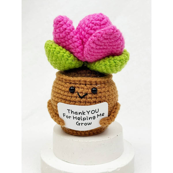 Love and Repeat - Positive Crochet Potted Succulent KeyChain