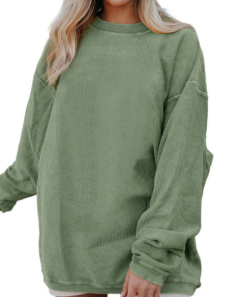 Pretty Bash - Ribbed Oversized Long Sleeve Sweatshirt: XL / Apricot