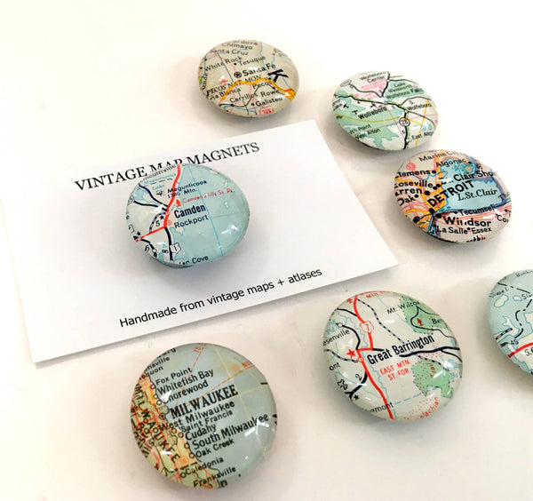 Tanner Glass - Vintage Map Magnet - 1.25" Round
