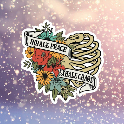 Fables and Fae - Inhale Peace, Exhale Chaos Sticker: 3 / Glossy
