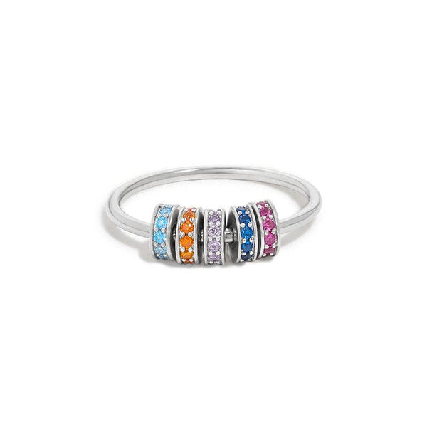 Perimade & Co. LLC - Rainbow Bead Fidget Spinner Ring in 925 Sterling Silver