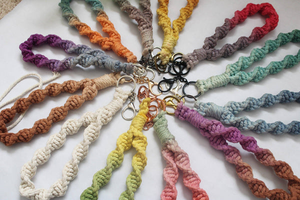 Handmade By Uruba - Handmade ombre dip dyed Macrame Wristlet Keychain