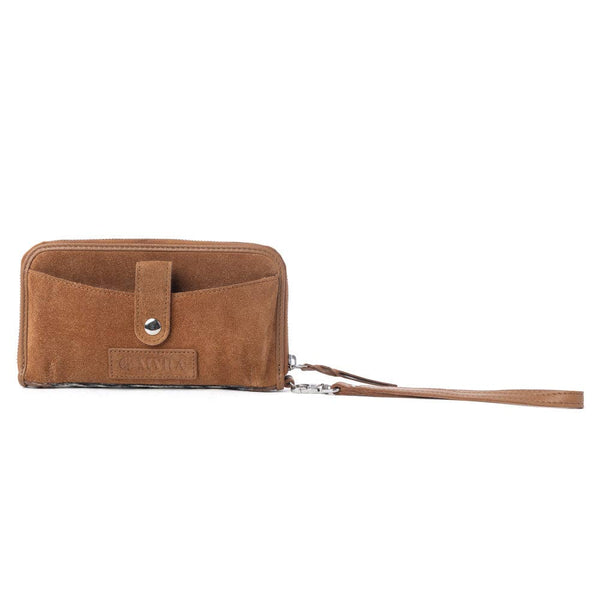 Myra Bag - Sunset Ridge Handtooled Hairon Leather Wallet in Honey Snow
