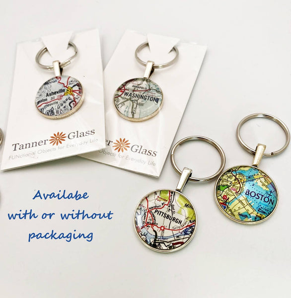 Tanner Glass - Keychain: Vintage Map (customizable)