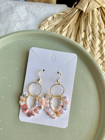 Terra Made - Scalloped delicate floral dangle earrings