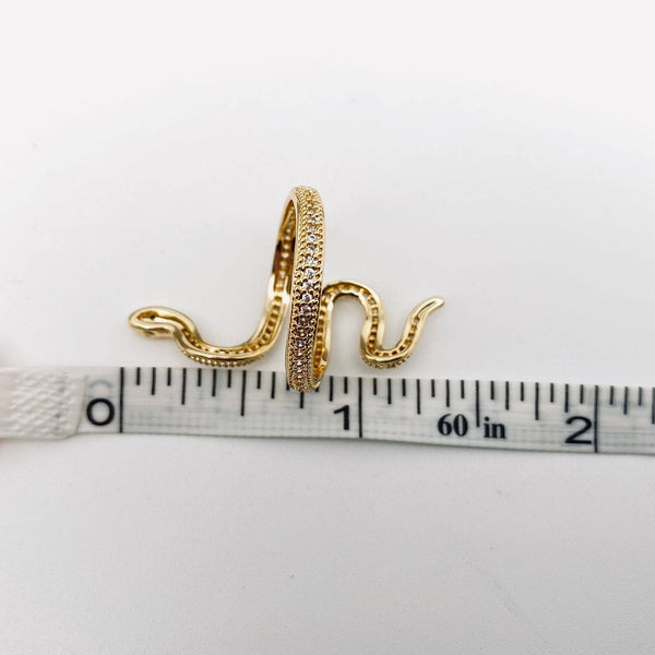 Mio Queena - Cubic Zirconia Gold Plated Wrap Snake Adjustable Ring