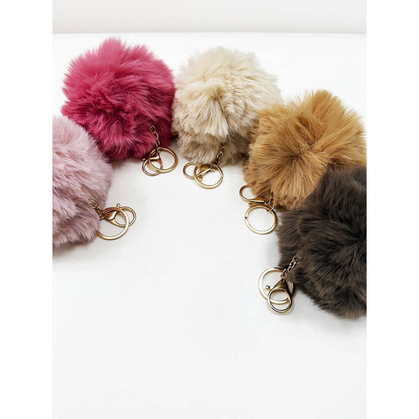 Love and Repeat - Soft Neutral Tone Jumbo Pom Pom Keychain