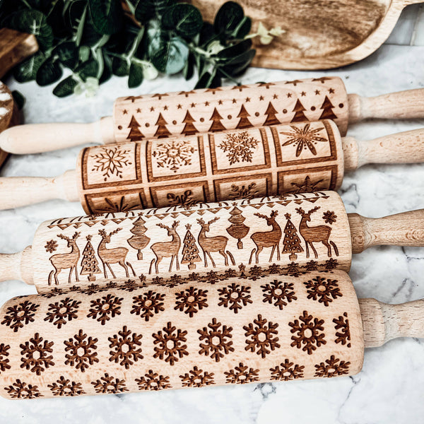 Gia Roma - Christmas Kitchen Gifts, Wood Rolling Pin for Holiday Cookie