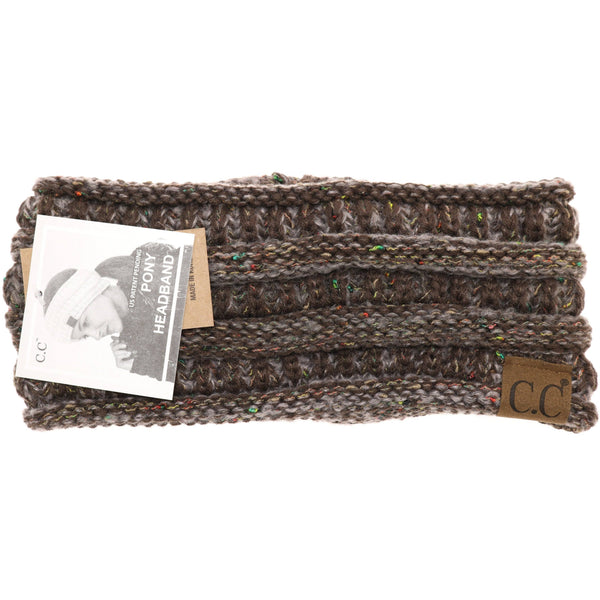C.C Beanie - Ombre Ribbed Flecked Women's Fashion Ponytail Headband