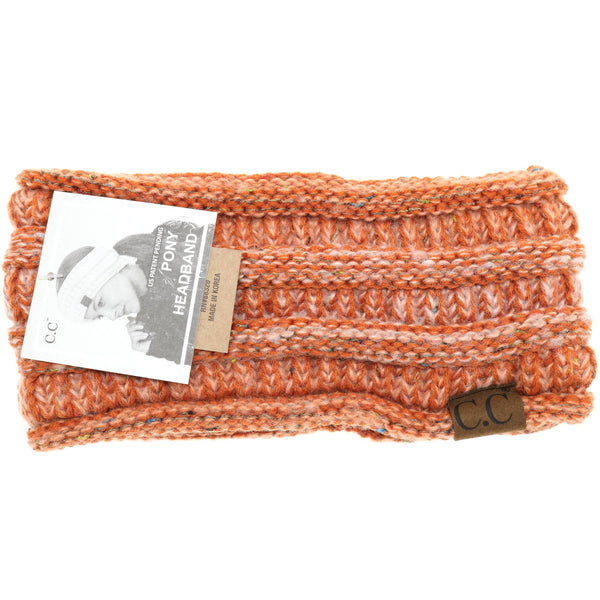 C.C Beanie - Ombre Ribbed Flecked Women's Fashion Ponytail Headband