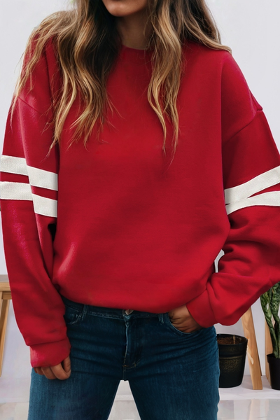 66DISCO - 66Love Varsity Striped Plus Size Sweatshirt (S-4X)