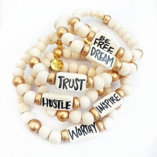 Audra Style - Affirmation Word Beaded Bracelets Inspirational - Off White