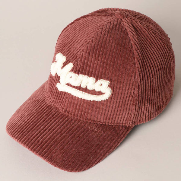 MAMA 3D Embroidered Fuzzy Patch Corduroy Cap