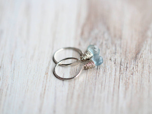 Saressa Designs - Moss Aquamarine Dangle Hugs