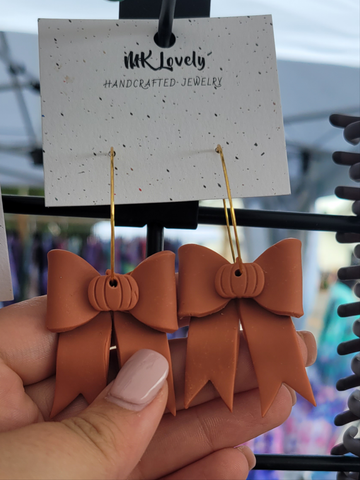 MK Lovely Boutique - Pumpkin Spice Bow Hoops