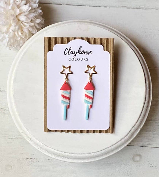 Clayhouse Colours - Fourth of July Handmade Earrings | Red White & Blue Earrings