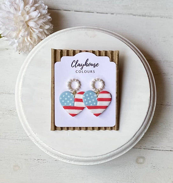 Clayhouse Colours - Fourth of July Handmade Earrings | Red White & Blue Earrings