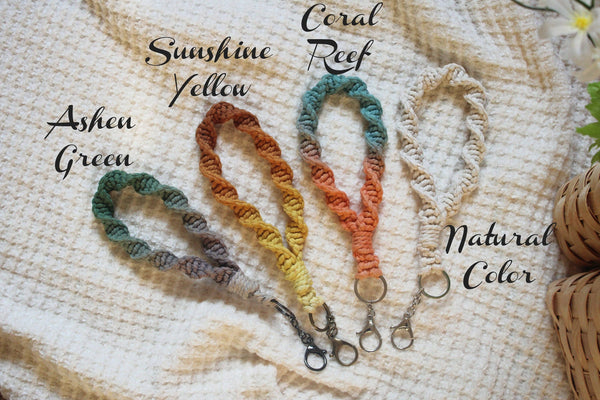 Handmade By Uruba - Handmade ombre dip dyed Macrame Wristlet Keychain