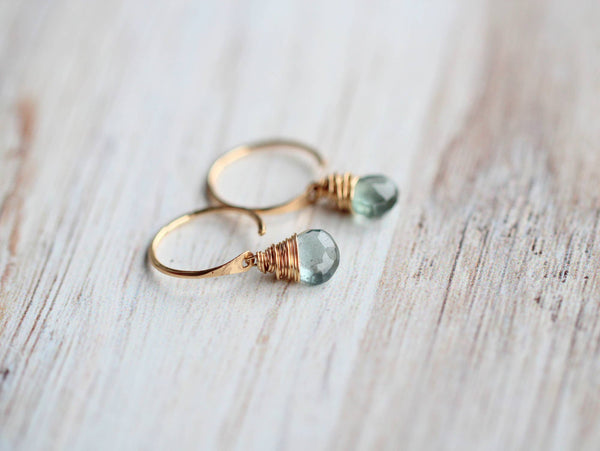 Saressa Designs - Moss Aquamarine Dangle Hugs