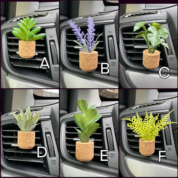 Vroom Blooms - Plant Car Vent Clip Air Freshener Diffuser (Reusable): Random - Warm & Woodsy / Random Plant
