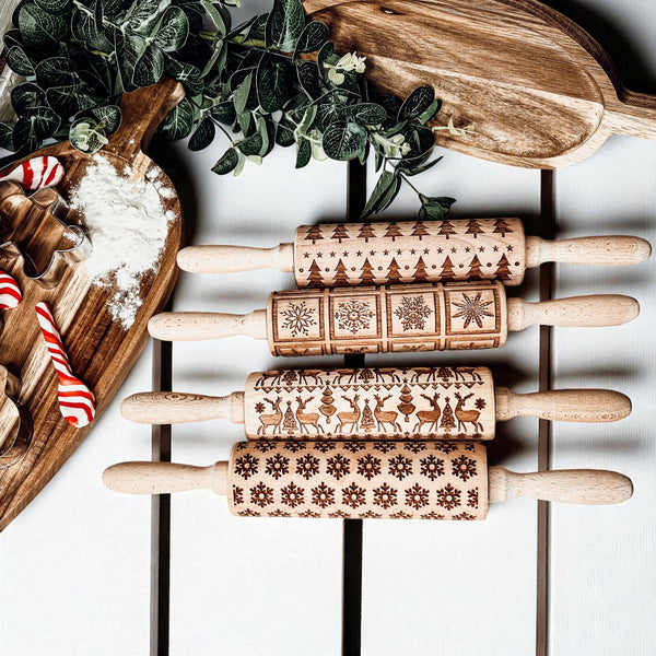 Gia Roma - Christmas Baking Gift Set Wooden Rolling Pins Holiday Cookie