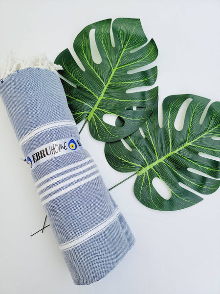 EBRU Home - Beach Towel Sand Proof Thin Turkish Towel,Throw 70x40: Water blue