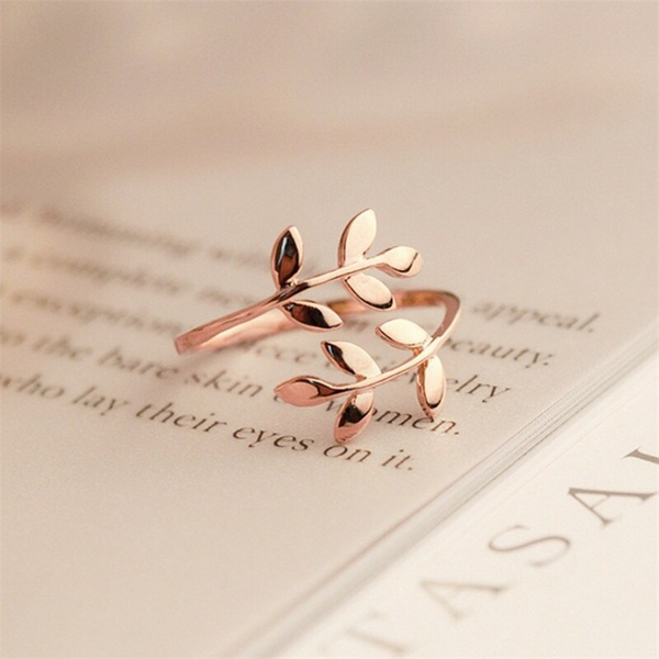 Perimade & Co. LLC - Olive Tree Branch Stacking Bypass Ring in Solid Copper