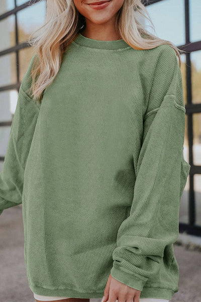 Pretty Bash - Ribbed Oversized Long Sleeve Sweatshirt: XL / Apricot