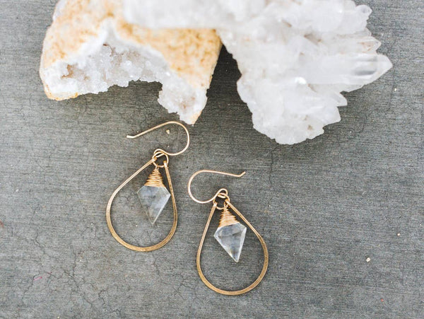 Saressa Designs - Arrow Hoops - Crystal Quartz