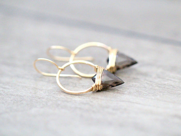 Saressa Designs - Albatross Earrings - Smoky Quartz