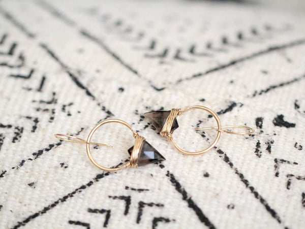 Saressa Designs - Albatross Earrings - Smoky Quartz