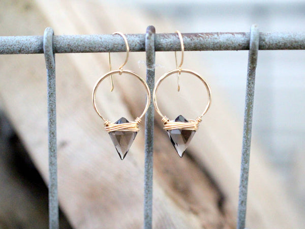 Saressa Designs - Albatross Earrings - Smoky Quartz