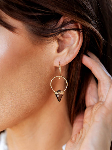 Saressa Designs - Albatross Earrings - Smoky Quartz