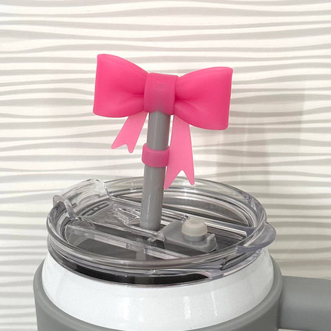 iconic mi - Straw Cover Topper Large Bow Coquette "Hot Pink" 10mm